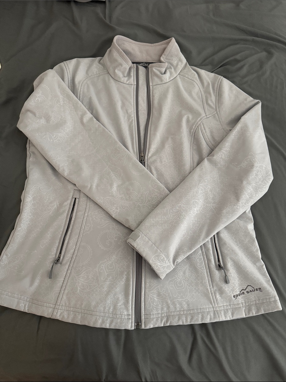 Eddie Bauer Light Gray Paisley Softshell Utility Jacket